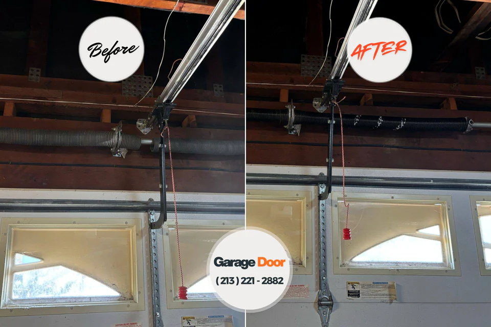Before and after: garage door repair Hudson, IA